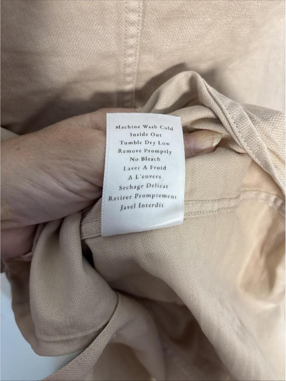 Frank & Eileen Barry Tan Distressed Button Down Long Sleeve Shirt Med - Picture 8 of 8